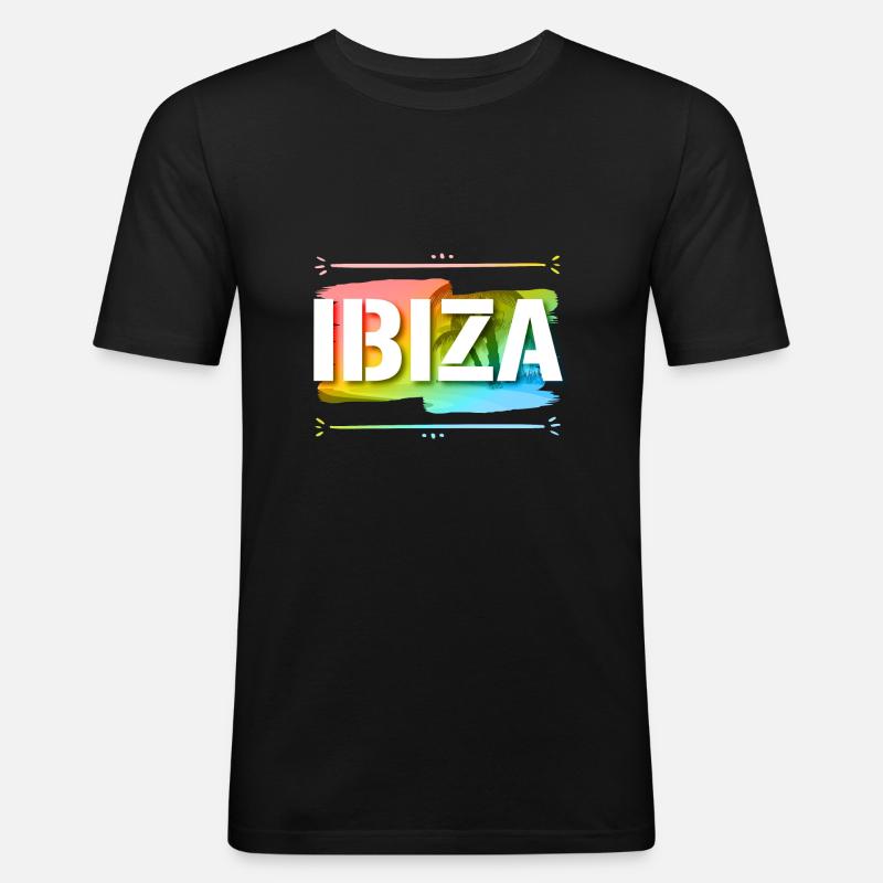 Ibiza - Männer Slim Fit T-Shirt - Schwarz