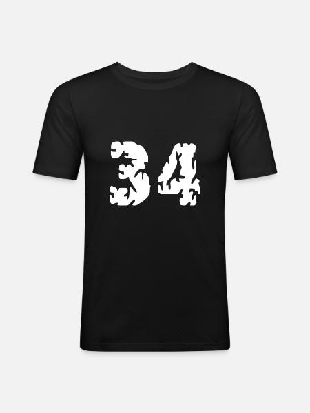 34 Number Jersey - Men's Slim Fit T-Shirt - black