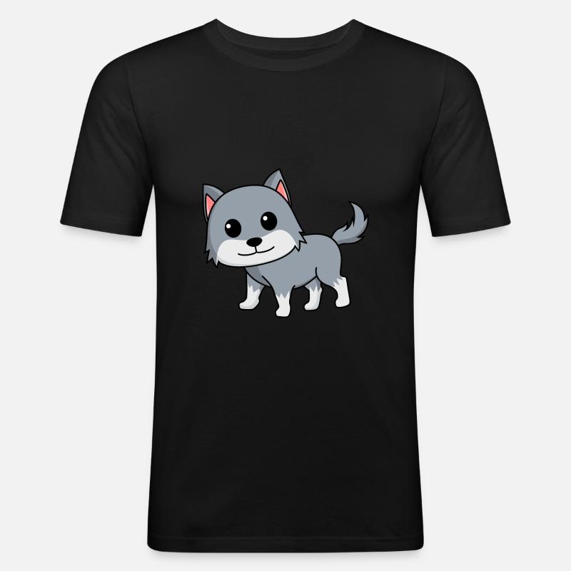 Wolf Comic Animal - Men's Slim Fit T-Shirt - black