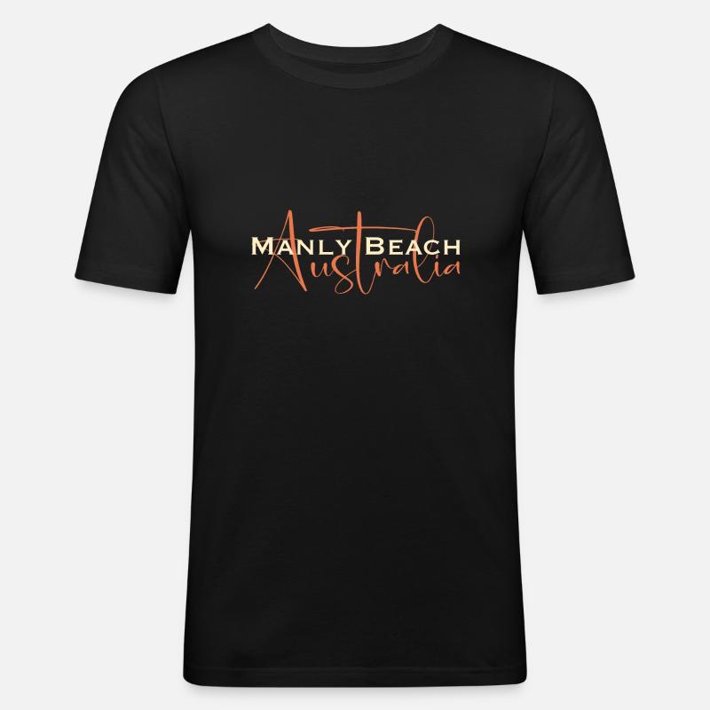 Manly Beach Australia - Männer Slim Fit T-Shirt - Schwarz