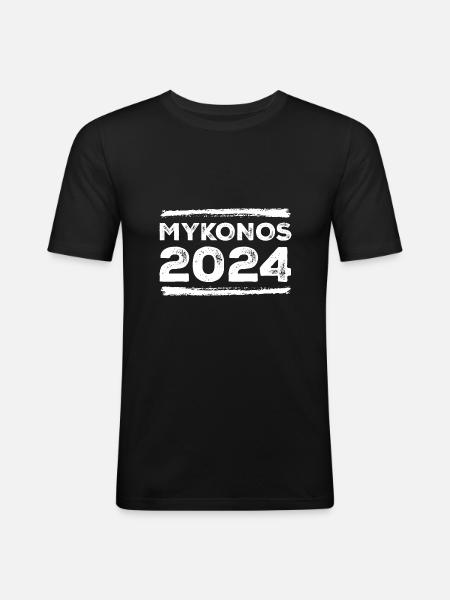 Mykonos 2024 Saying - Men's Slim Fit T-Shirt - black
