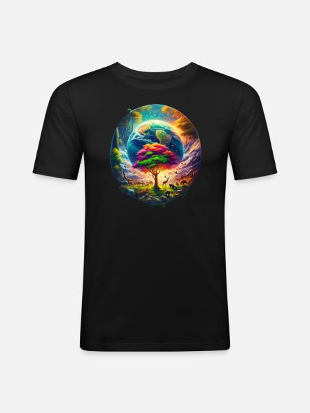 Terre féérique - T-shirt près du corps Homme - noir