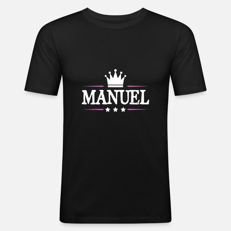 Manuel - Männer Slim Fit T-Shirt - Schwarz
