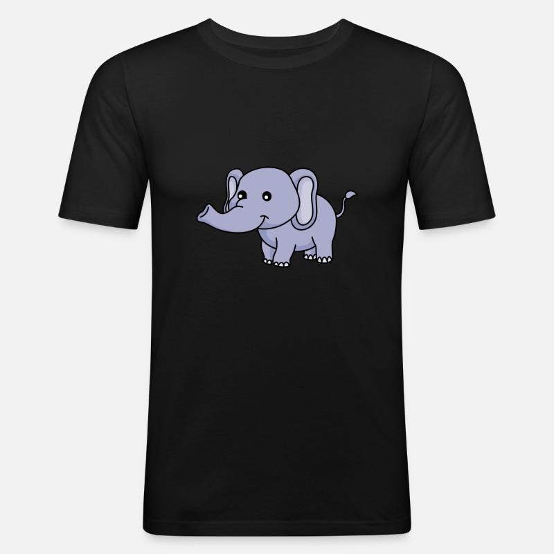 Elefant Comic - Männer Slim Fit T-Shirt - Schwarz