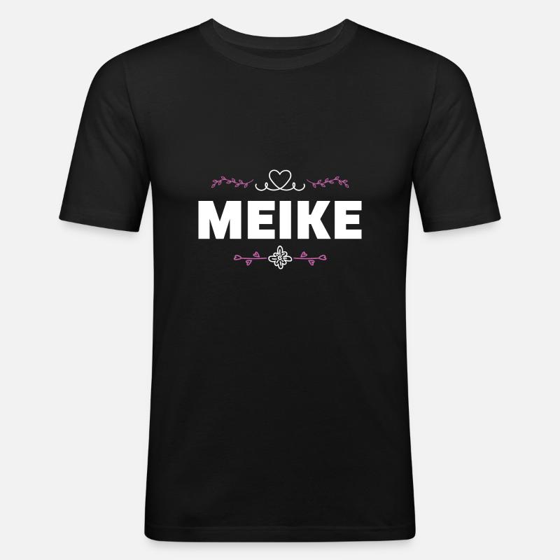Meike - Männer Slim Fit T-Shirt - Schwarz