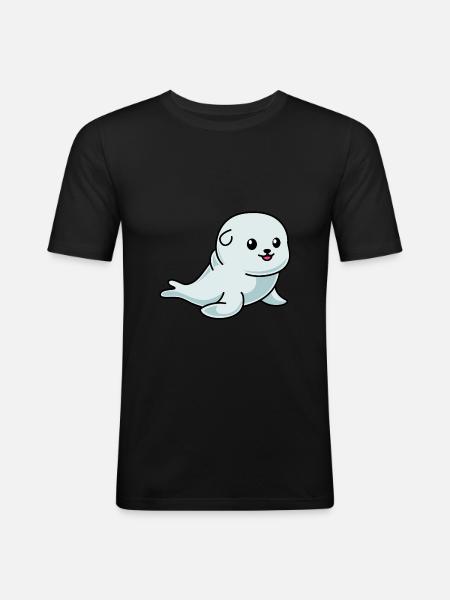 Seal Animal Comic - Men's Slim Fit T-Shirt - black
