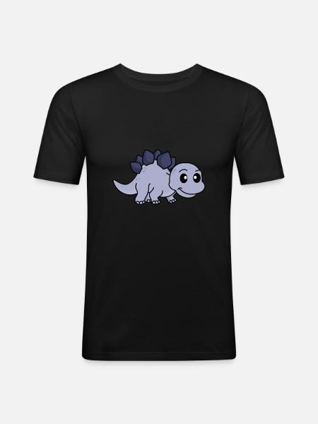 Dinosaur stegosaurus Comic - Men's Slim Fit T-Shirt - black
