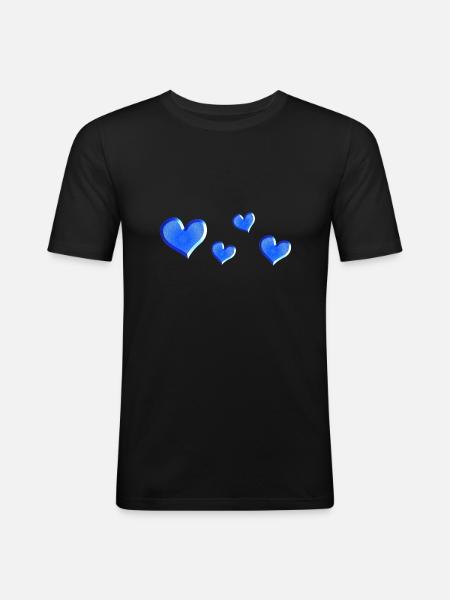 four hearts blue glittering - Men's Slim Fit T-Shirt - black