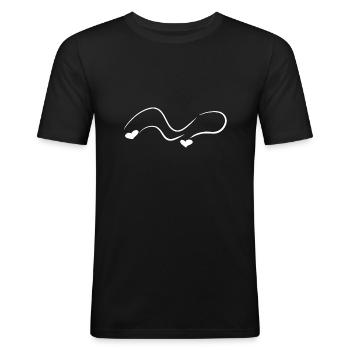 hearts pattern wave line curve - Men's Slim Fit T-Shirt - black - Front - Nik (191cm)