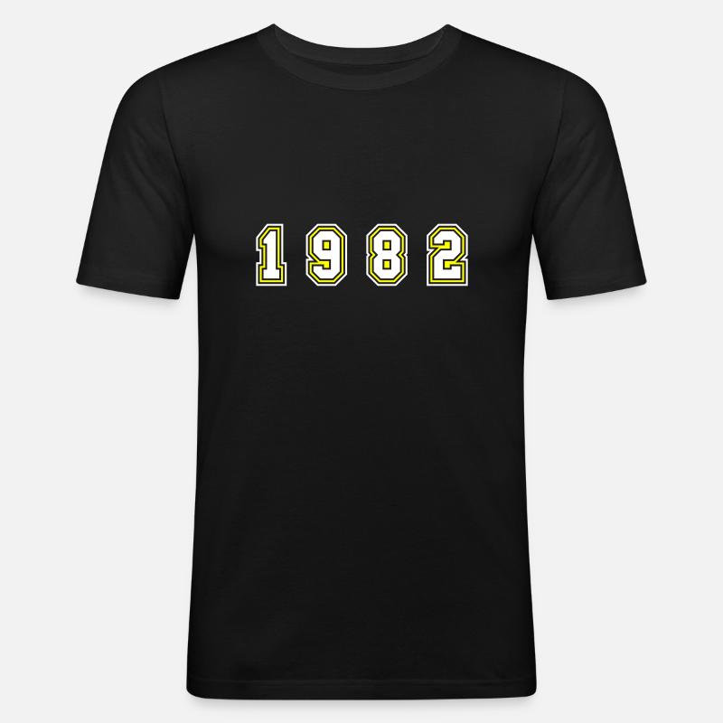 1982 Jahr Zahl - Männer Slim Fit T-Shirt - Schwarz