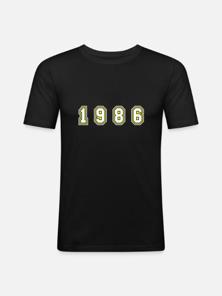 1986 Year Number - Men's Slim Fit T-Shirt - black