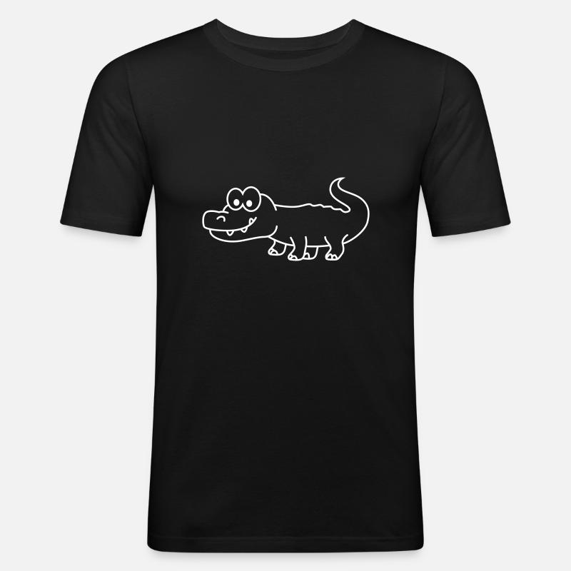 Alligator Comic Tier - Männer Slim Fit T-Shirt - Schwarz