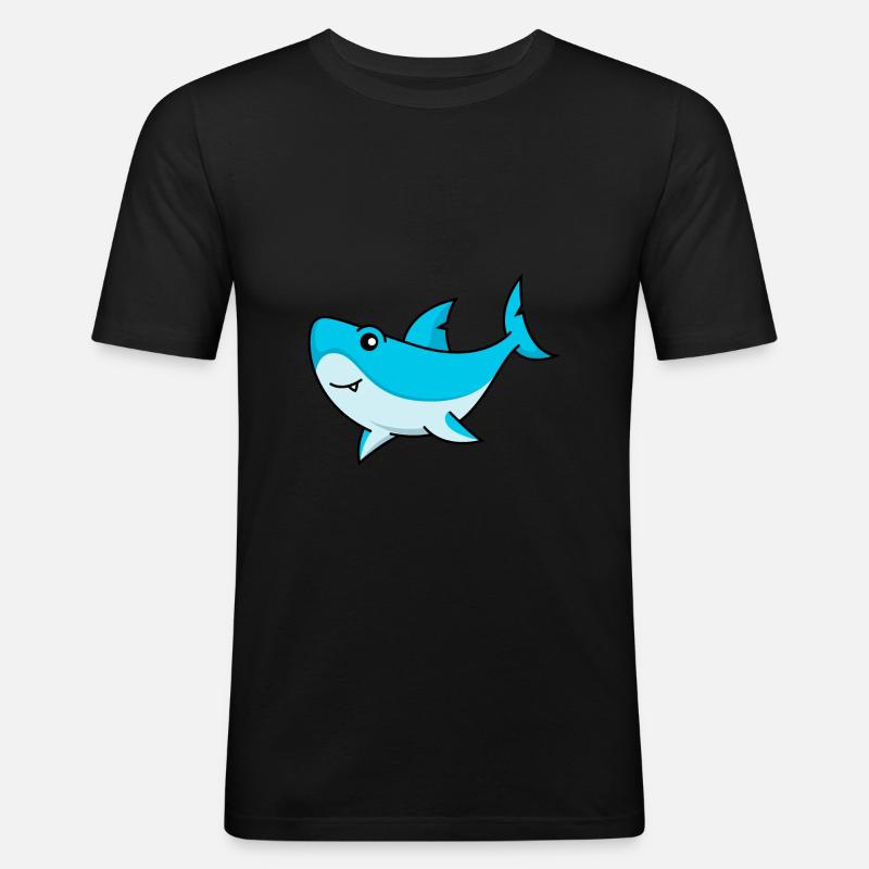 Hai Comic Tier - Männer Slim Fit T-Shirt - Schwarz