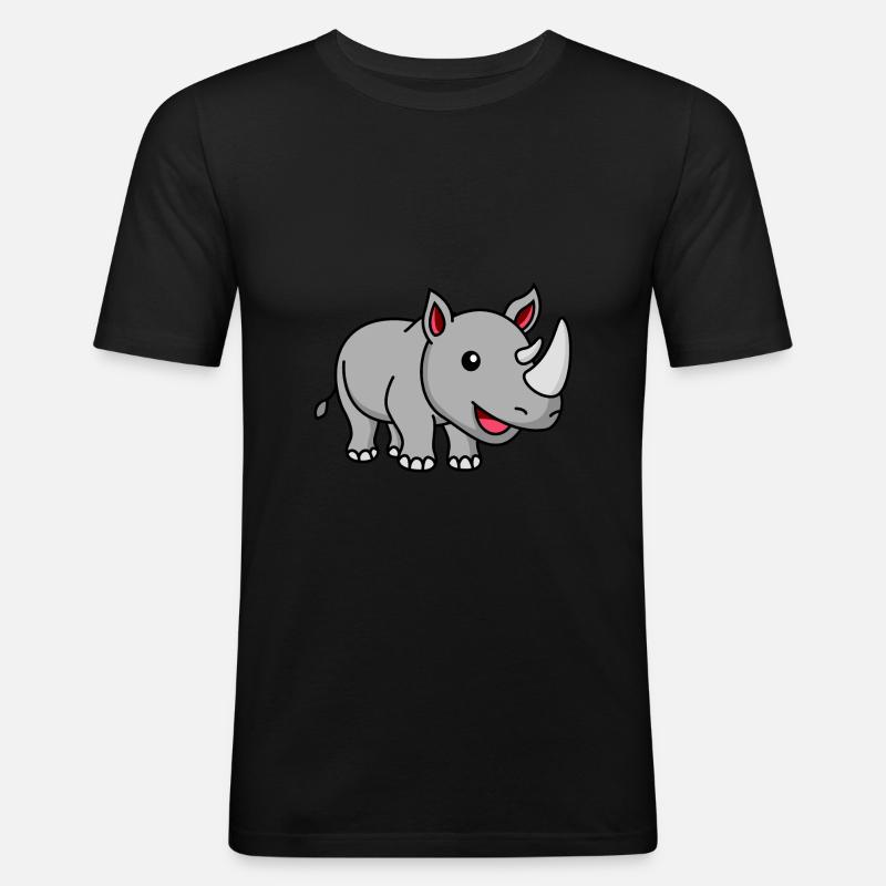 Nashorn Comic Tier - Männer Slim Fit T-Shirt - Schwarz