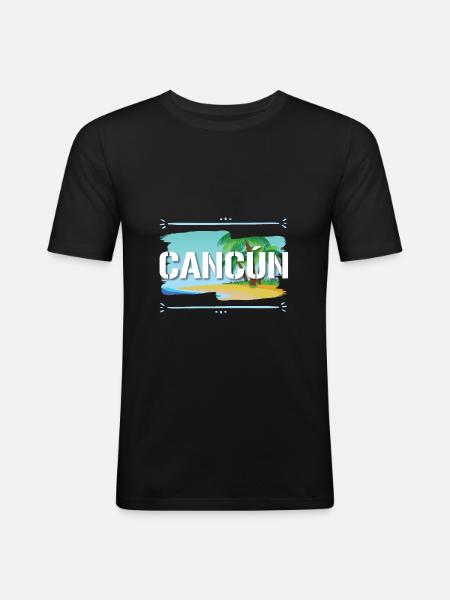 Cancun - Männer Slim Fit T-Shirt - Schwarz