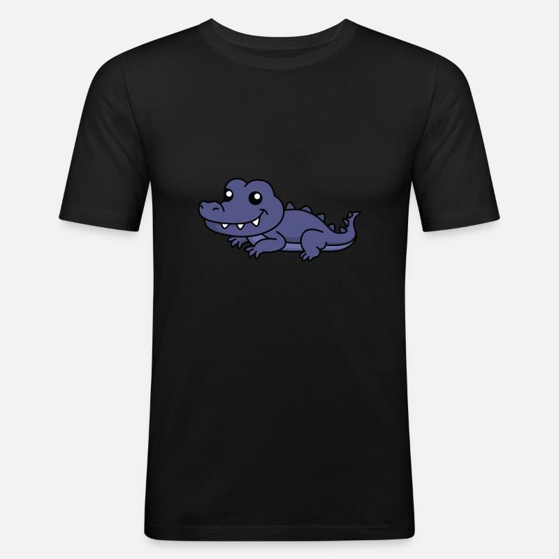 Alligator Comic Tier - Männer Slim Fit T-Shirt - Schwarz