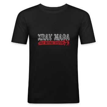 Krav Maga - Männer Slim Fit T-Shirt - Schwarz - Vorne - Nik (191cm)
