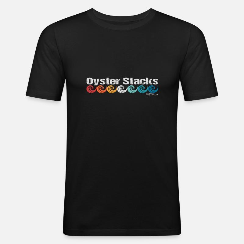 Oyster Stacks - Männer Slim Fit T-Shirt - Schwarz
