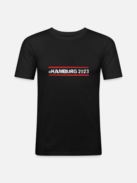 Hamburg 2023 - Männer Slim Fit T-Shirt - Schwarz