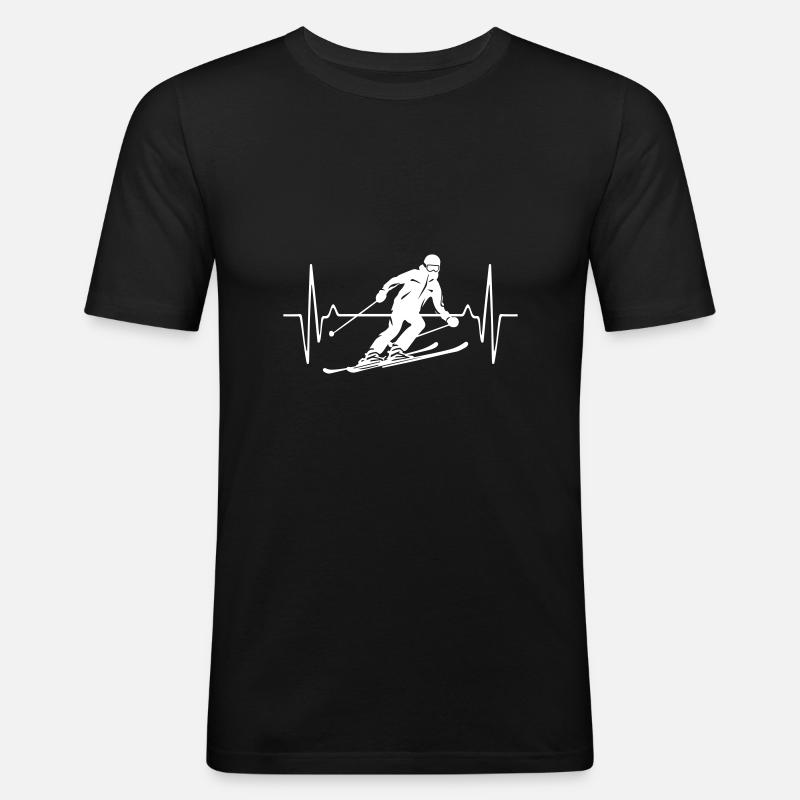 Skiing Skiing Man Pulse Frequency - Men's Slim Fit T-Shirt - black