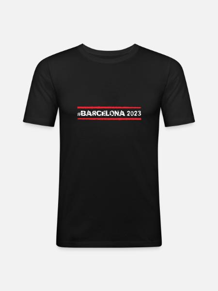 Barcelona 2023 - Männer Slim Fit T-Shirt - Schwarz