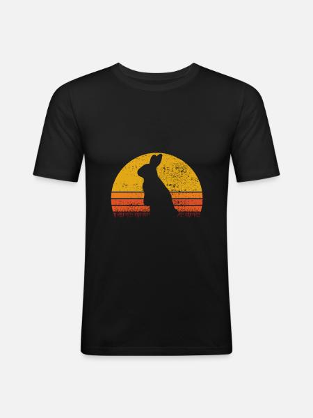 Easter Rabbit Sunset Retro Gift - Men's Slim Fit T-Shirt - black