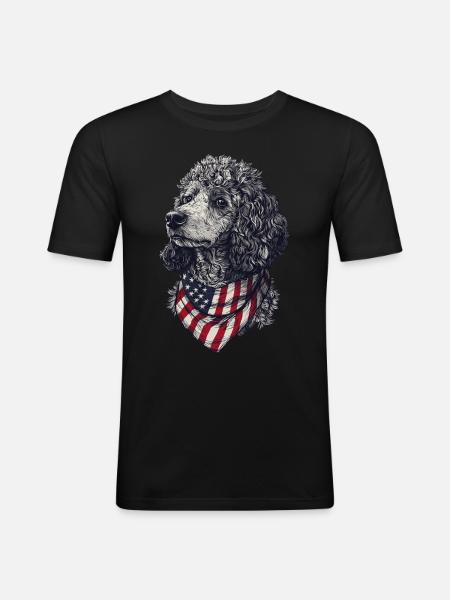 Pudel - Männer Slim Fit T-Shirt - Schwarz