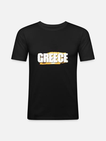 Grèce - T-shirt près du corps Homme - noir