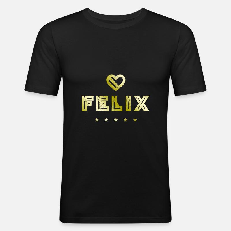 Felix Herz - Männer Slim Fit T-Shirt - Schwarz