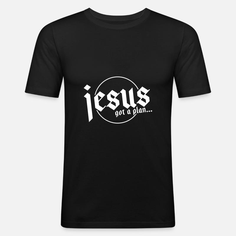 Jesus has a plan - Men's Slim Fit T-Shirt - black