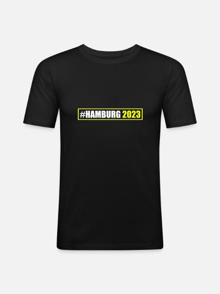 Hamburg 2023 - Männer Slim Fit T-Shirt - Schwarz