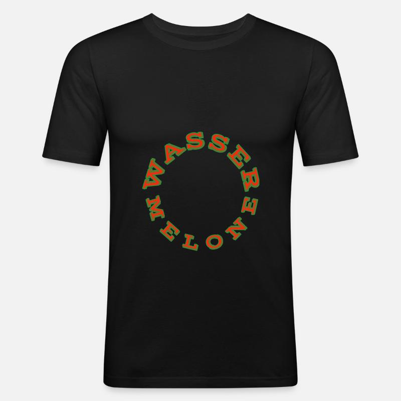 Wasser Melone - Männer Slim Fit T-Shirt - Schwarz