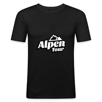 alpen tour - Männer Slim Fit T-Shirt - Schwarz - Vorne - Nik (191cm)