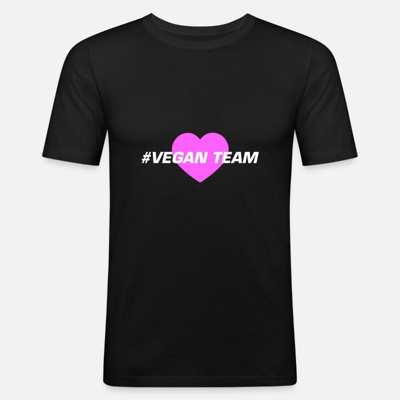 Vegan Team Herz - Männer Slim Fit T-Shirt - Schwarz