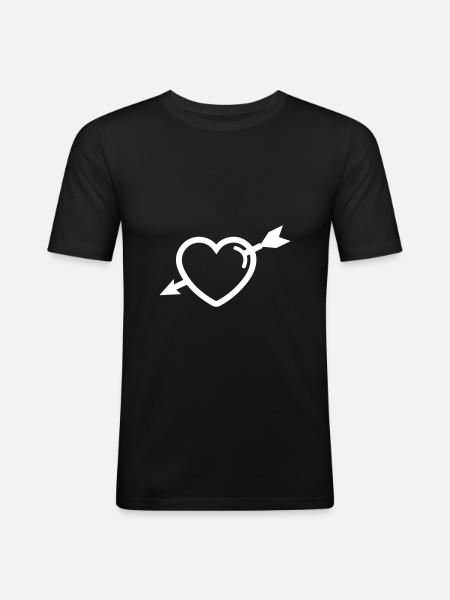 Herz symbol pfeil - Männer Slim Fit T-Shirt - Schwarz