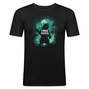 Free Hugs Grizzly - Men's Slim Fit T-Shirt - black - Front - Nik (191cm)