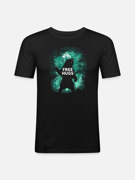 Câlins gratuits Grizzly - T-shirt près du corps Homme - noir