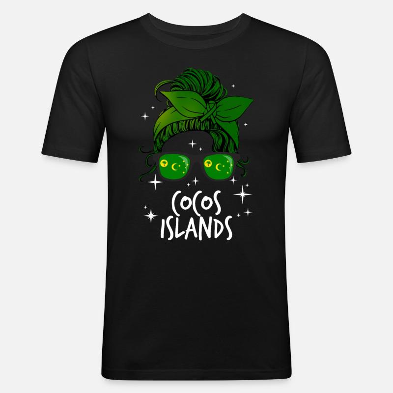Kokosinseln - Männer Slim Fit T-Shirt - Schwarz