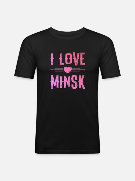 I Love Minsk - Men's Slim Fit T-Shirt - black