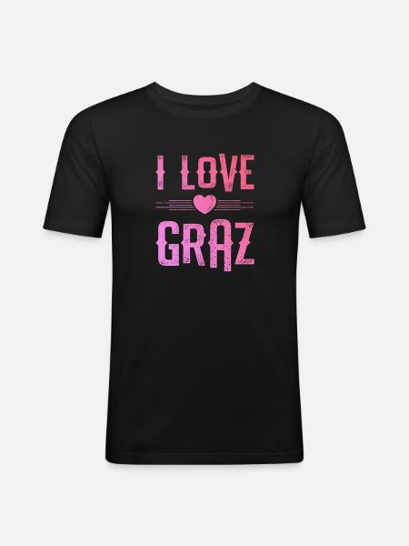 I Love Graz - Men's Slim Fit T-Shirt - black
