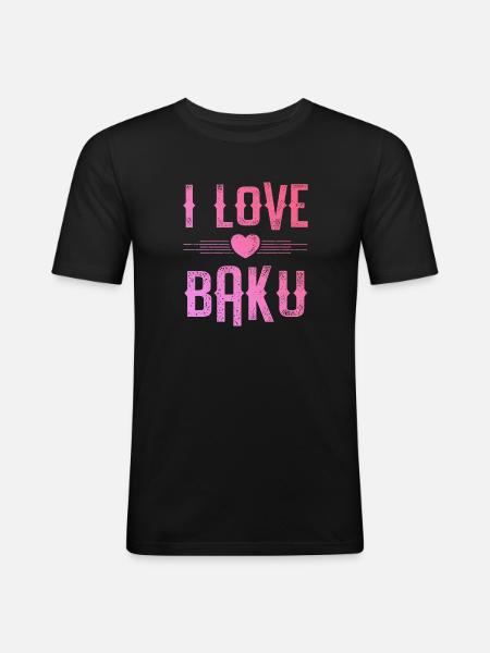 J’aime Bakou - T-shirt près du corps Homme - noir