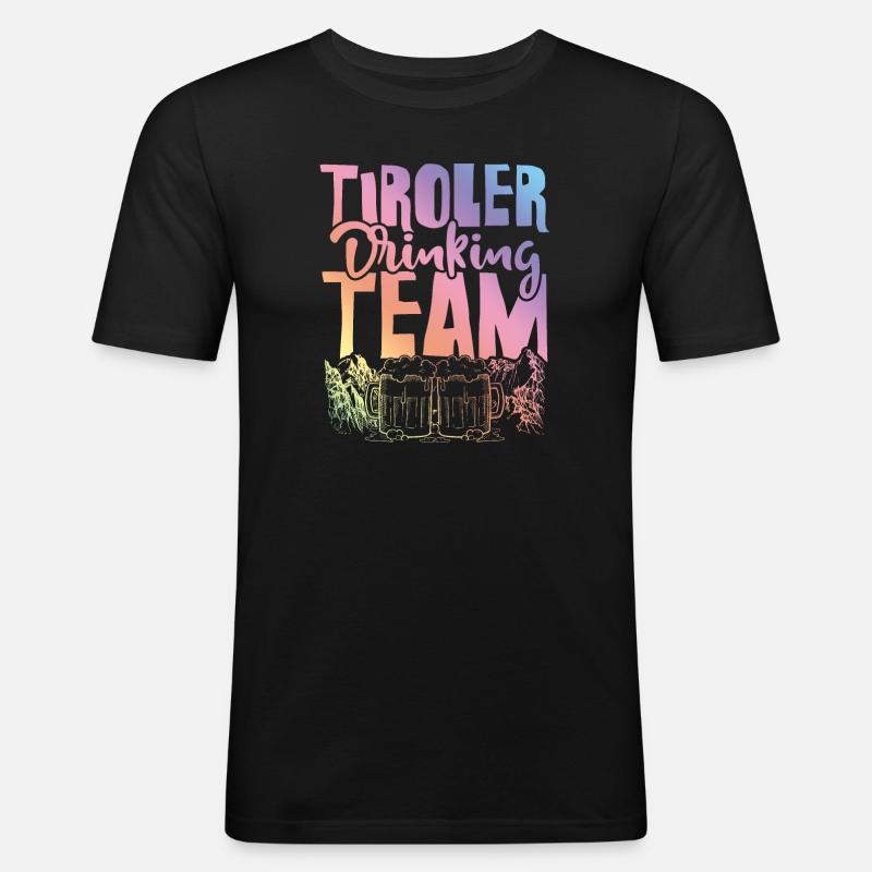 Tiroler Drinking Team - Männer Slim Fit T-Shirt - Schwarz