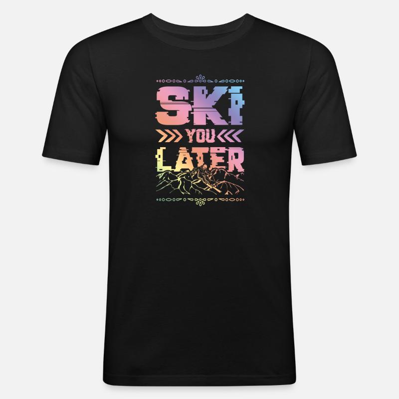 ski skiing - Männer Slim Fit T-Shirt - Schwarz