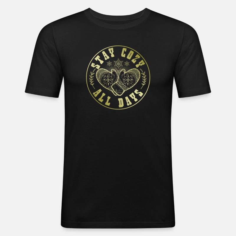 Winter Spruch Cold - Männer Slim Fit T-Shirt - Schwarz