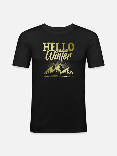 Hello Saying Winter - Men's Slim Fit T-Shirt - black