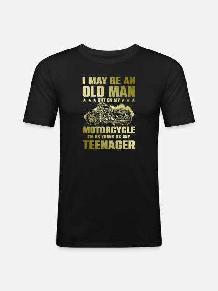 Motorcycle old man - Men's Slim Fit T-Shirt - black