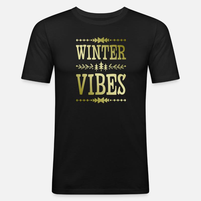 Winter Vibes - Männer Slim Fit T-Shirt - Schwarz