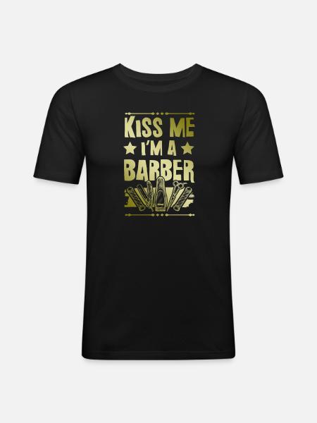 Kiss me Barber - Men's Slim Fit T-Shirt - black