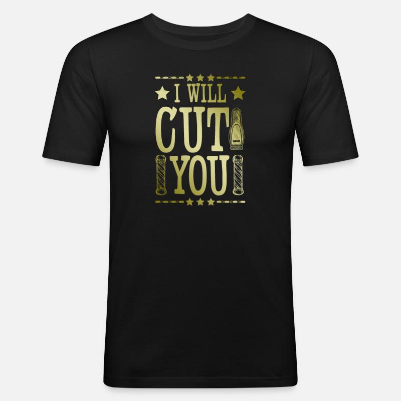 Barber friseur spruch - Männer Slim Fit T-Shirt - Schwarz