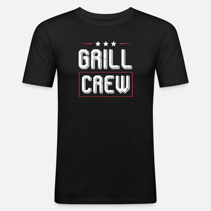 Grill Crew - Männer Slim Fit T-Shirt - Schwarz